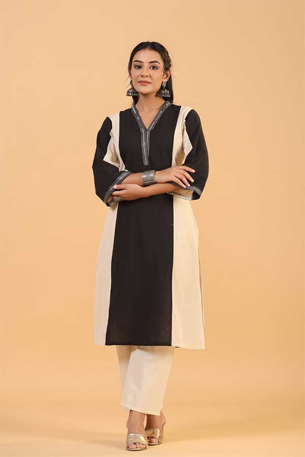 Chic Comfort: Stylish Color Block Cotton Flex Ensemble