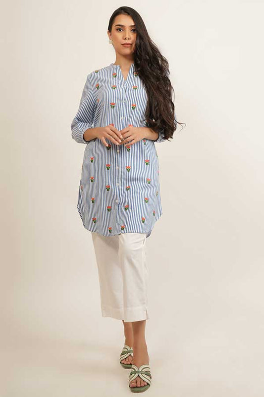 Classic Embroidery: Cotton Apple Cut Top for Stylish Co-Ords