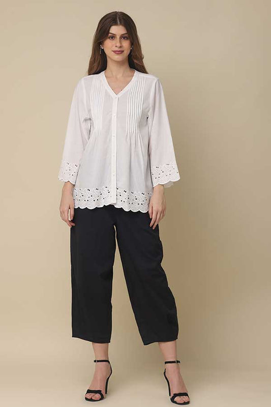 Cotton Elegance: Stylish Cutwork Top for Co-Ord Ensembles