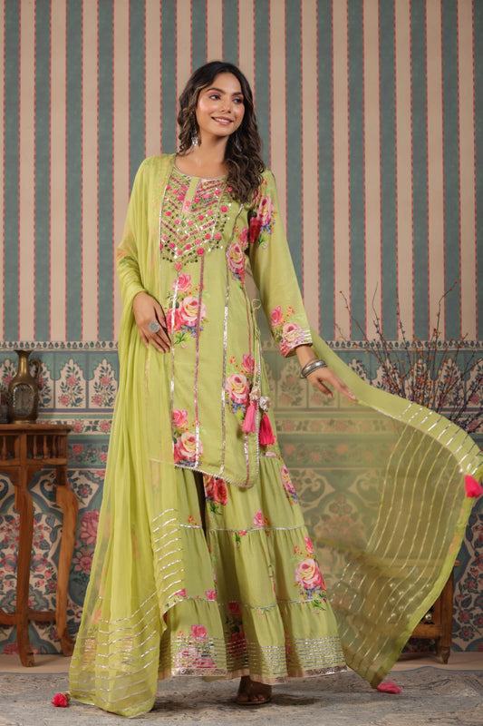 Stitched Suit with Gharara – shop.pinknlime