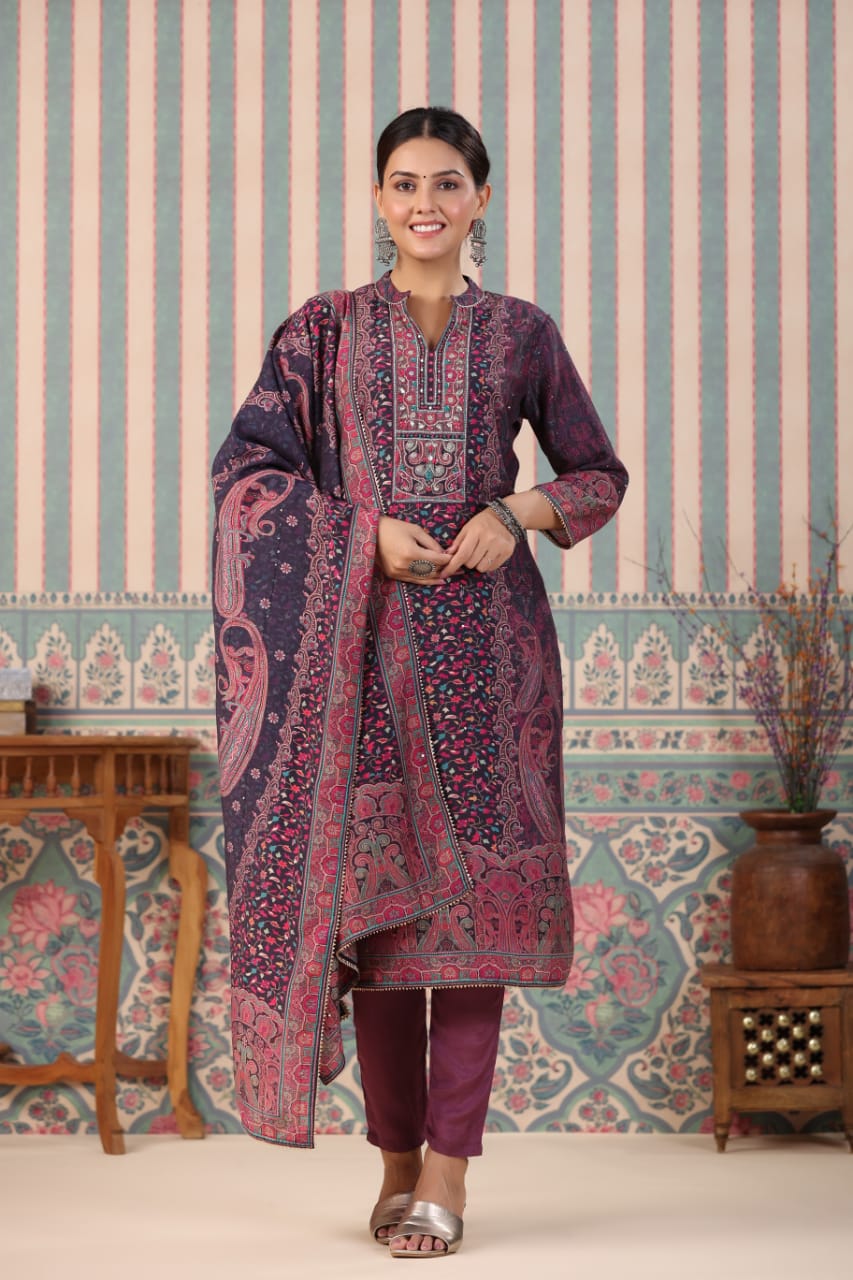 KAANI ELEGANCE: DIGITAL PRINT STITCHED SUIT SET