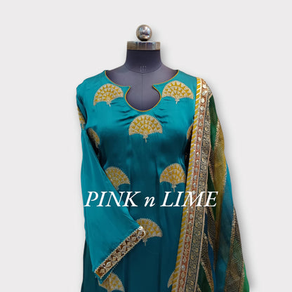 UNSTITCHED SUIT WITH SILK FABRIC DUPATTA IS ALSO SILK FABRIC, BOTTAM CLOTH FABRIC IS COTTON LINING