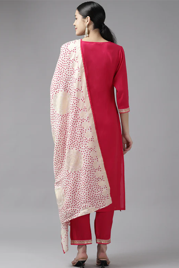 COLOUR POP WITH FESTIVE COMBINATION OF SILK WITH BANDHINI