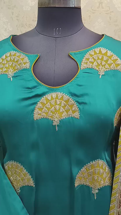 UNSTITCHED SUIT WITH SILK FABRIC DUPATTA IS ALSO SILK FABRIC, BOTTAM CLOTH FABRIC IS COTTON LINING